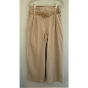 EXPRESS Stylist Super High Waisted Paperbag Wide Leg Pant Beige Size 10R NWOT